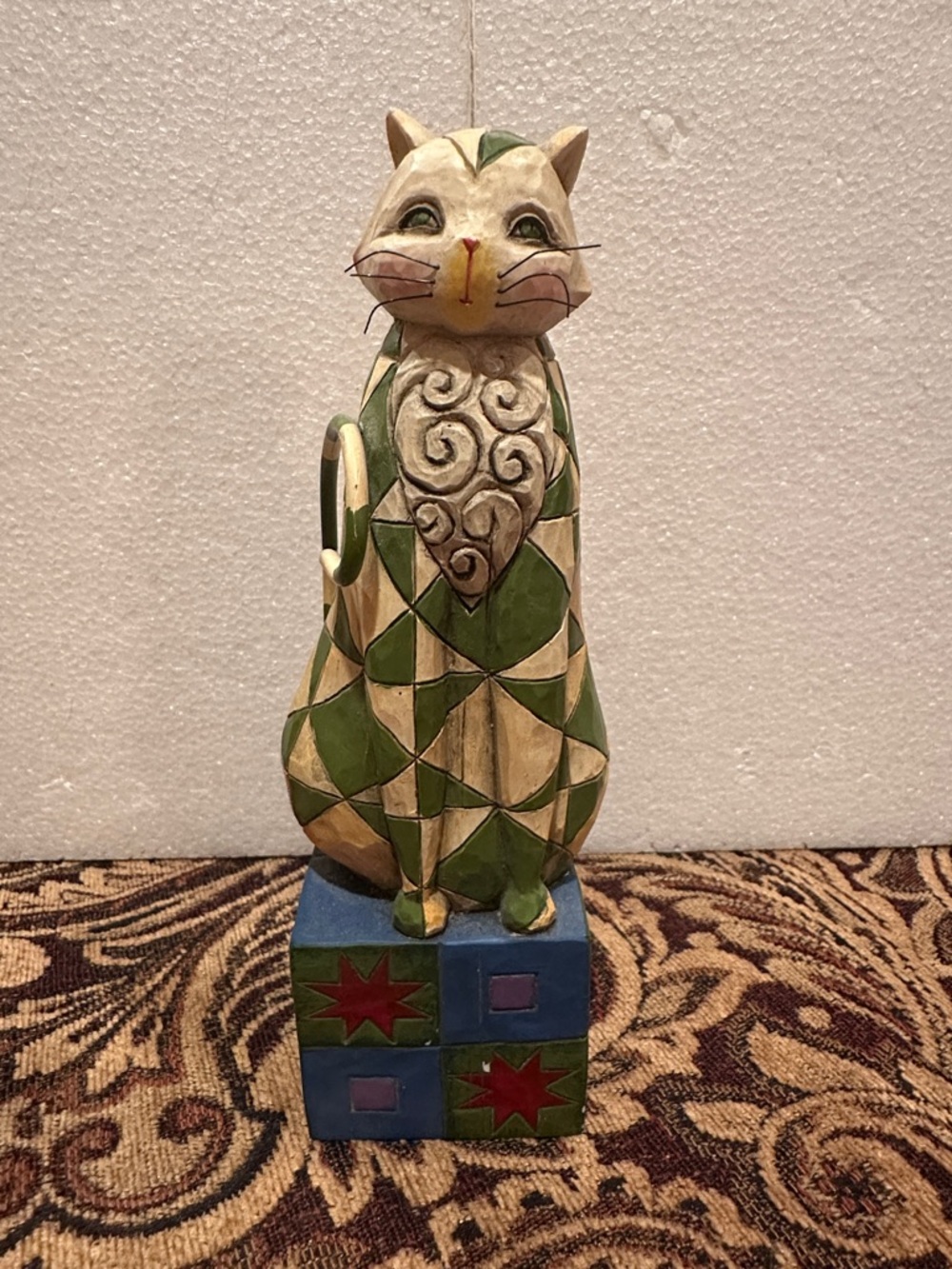 Jimshore Heartwood Creek “Felicity” Decorative Cat Figurine with Blue Base